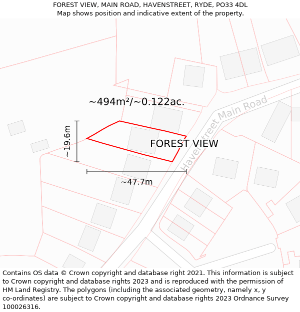 FOREST VIEW, MAIN ROAD, HAVENSTREET, RYDE, PO33 4DL: Plot and title map