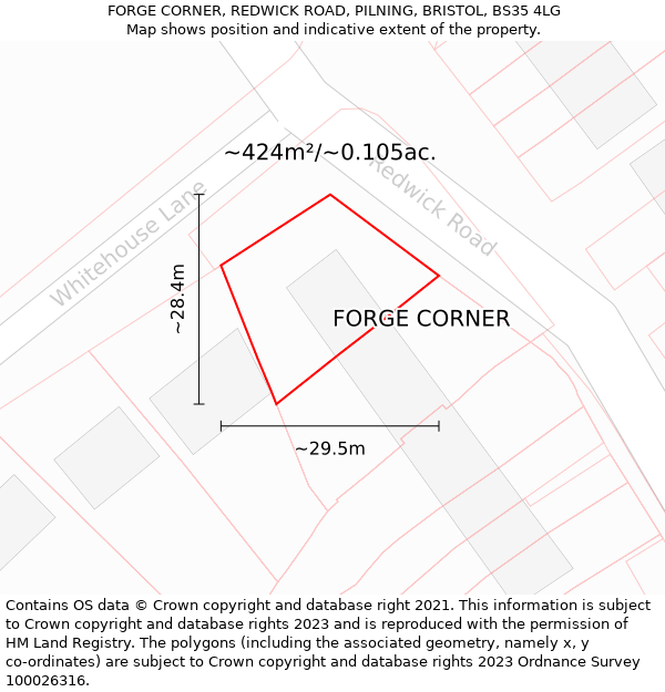 FORGE CORNER, REDWICK ROAD, PILNING, BRISTOL, BS35 4LG: Plot and title map