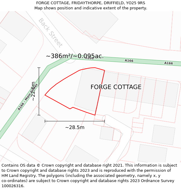 FORGE COTTAGE, FRIDAYTHORPE, DRIFFIELD, YO25 9RS: Plot and title map