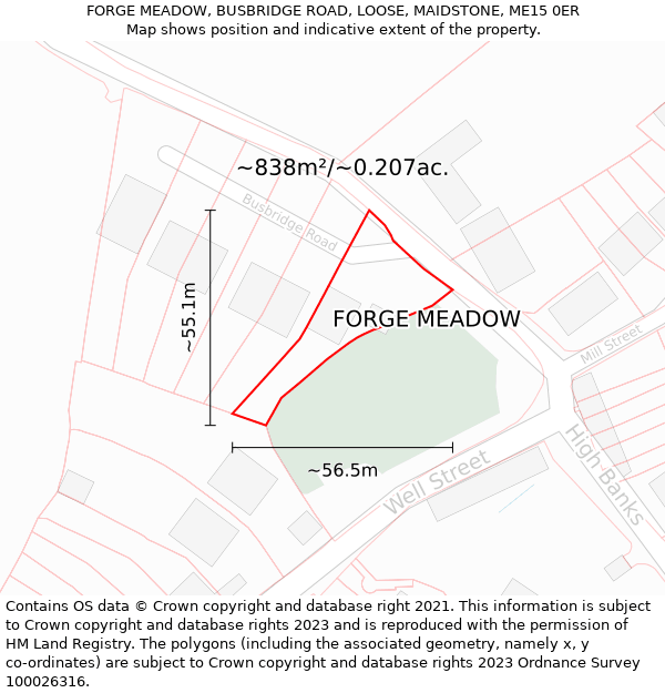 FORGE MEADOW, BUSBRIDGE ROAD, LOOSE, MAIDSTONE, ME15 0ER: Plot and title map