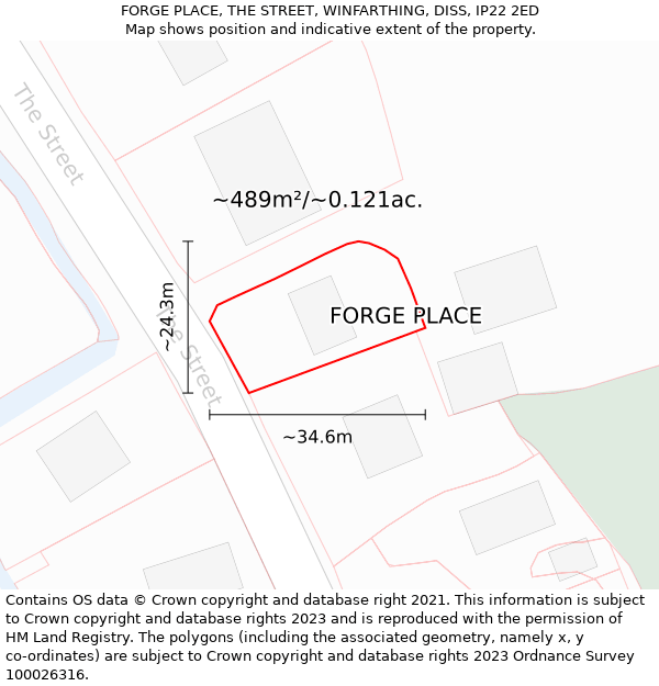 FORGE PLACE, THE STREET, WINFARTHING, DISS, IP22 2ED: Plot and title map