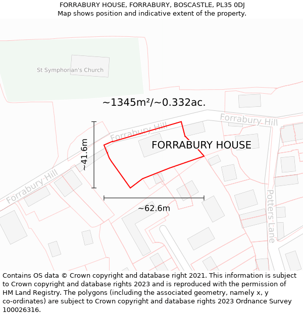 FORRABURY HOUSE, FORRABURY, BOSCASTLE, PL35 0DJ: Plot and title map