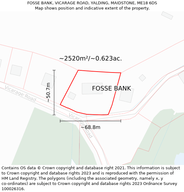 FOSSE BANK, VICARAGE ROAD, YALDING, MAIDSTONE, ME18 6DS: Plot and title map