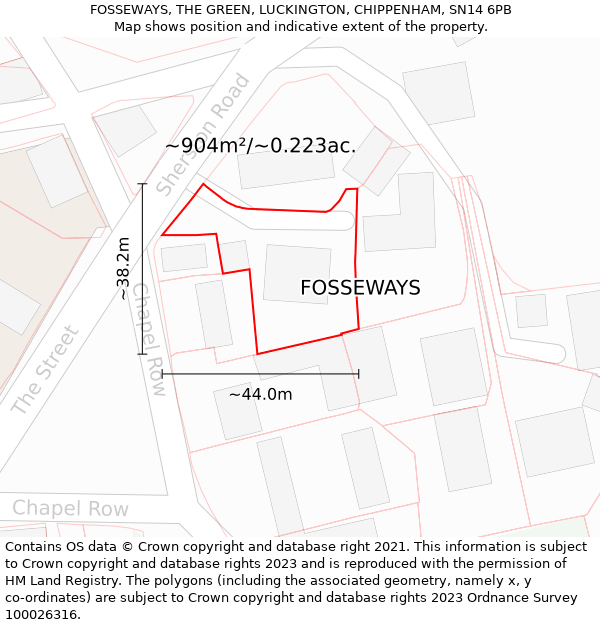 FOSSEWAYS, THE GREEN, LUCKINGTON, CHIPPENHAM, SN14 6PB: Plot and title map