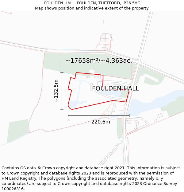 FOULDEN HALL, FOULDEN, THETFORD, IP26 5AG: Plot and title map