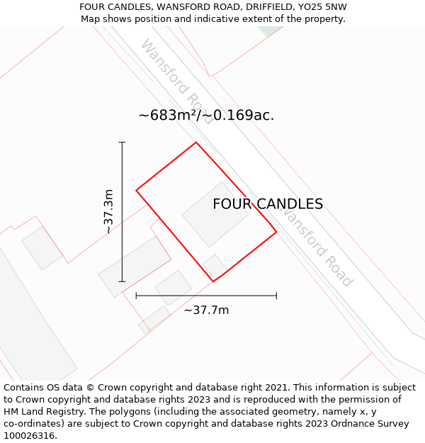 FOUR CANDLES, WANSFORD ROAD, DRIFFIELD, YO25 5NW: Plot and title map