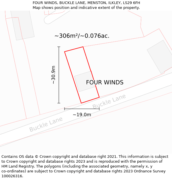 FOUR WINDS, BUCKLE LANE, MENSTON, ILKLEY, LS29 6FH: Plot and title map