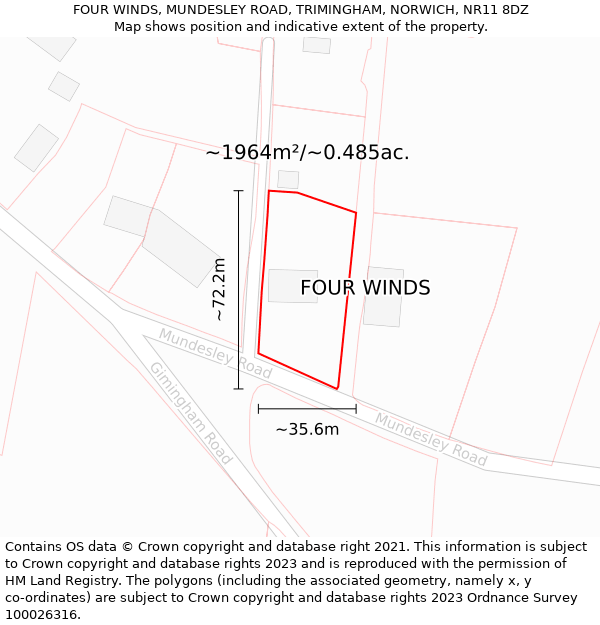 FOUR WINDS, MUNDESLEY ROAD, TRIMINGHAM, NORWICH, NR11 8DZ: Plot and title map