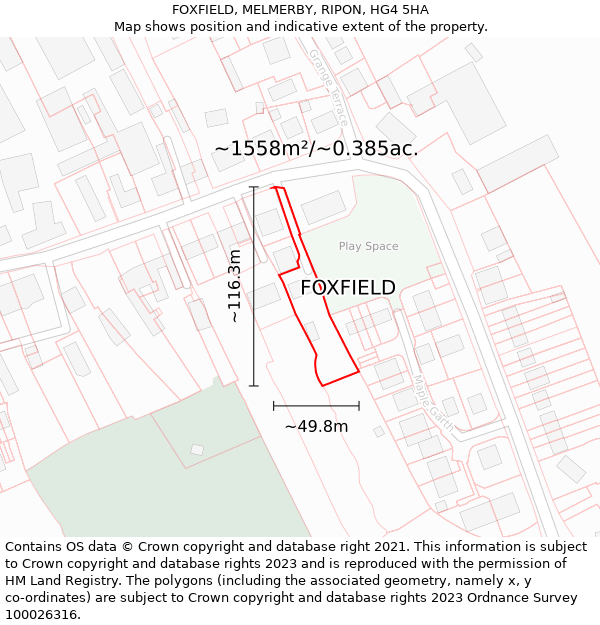 FOXFIELD, MELMERBY, RIPON, HG4 5HA: Plot and title map