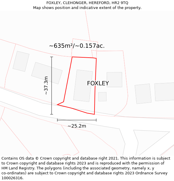 FOXLEY, CLEHONGER, HEREFORD, HR2 9TQ: Plot and title map