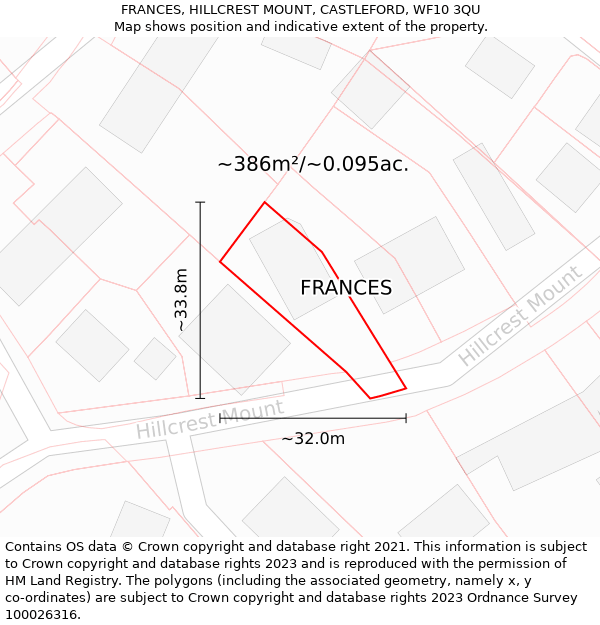 FRANCES, HILLCREST MOUNT, CASTLEFORD, WF10 3QU: Plot and title map