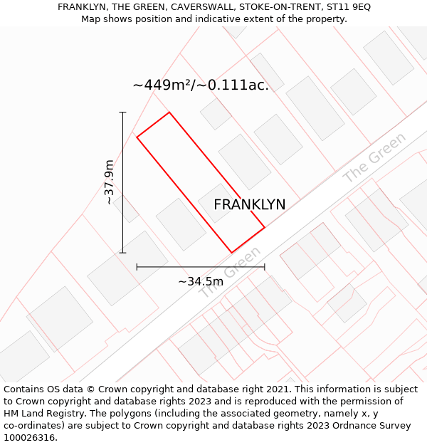 FRANKLYN, THE GREEN, CAVERSWALL, STOKE-ON-TRENT, ST11 9EQ: Plot and title map