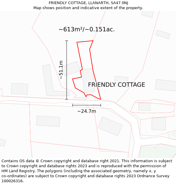 FRIENDLY COTTAGE, LLANARTH, SA47 0NJ: Plot and title map