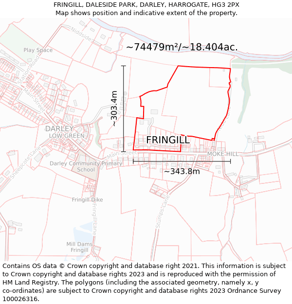 FRINGILL, DALESIDE PARK, DARLEY, HARROGATE, HG3 2PX: Plot and title map