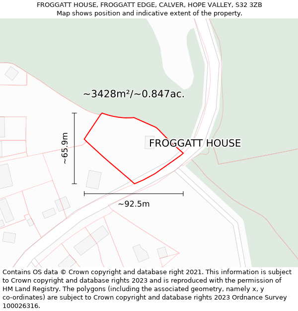 FROGGATT HOUSE, FROGGATT EDGE, CALVER, HOPE VALLEY, S32 3ZB: Plot and title map