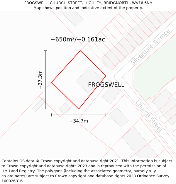 FROGSWELL, CHURCH STREET, HIGHLEY, BRIDGNORTH, WV16 6NA: Plot and title map