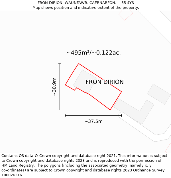 FRON DIRION, WAUNFAWR, CAERNARFON, LL55 4YS: Plot and title map