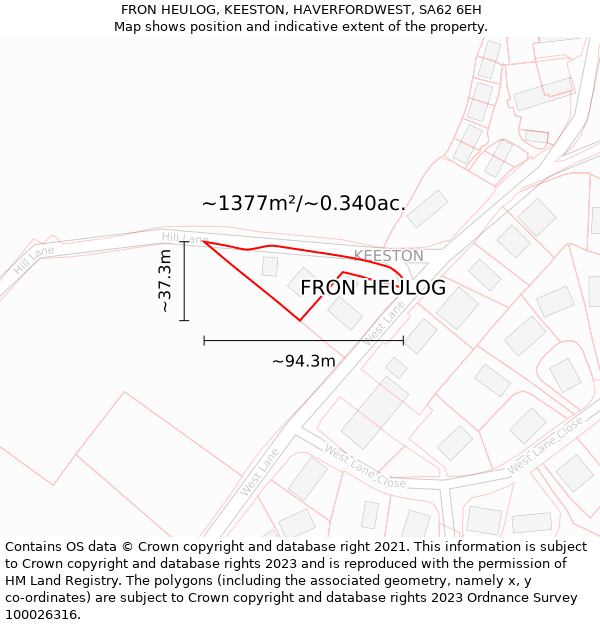 FRON HEULOG, KEESTON, HAVERFORDWEST, SA62 6EH: Plot and title map