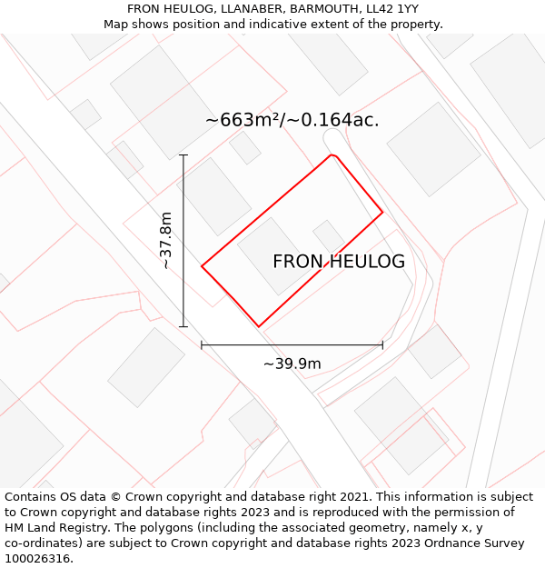 FRON HEULOG, LLANABER, BARMOUTH, LL42 1YY: Plot and title map