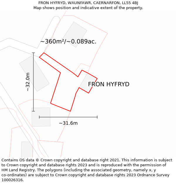 FRON HYFRYD, WAUNFAWR, CAERNARFON, LL55 4BJ: Plot and title map