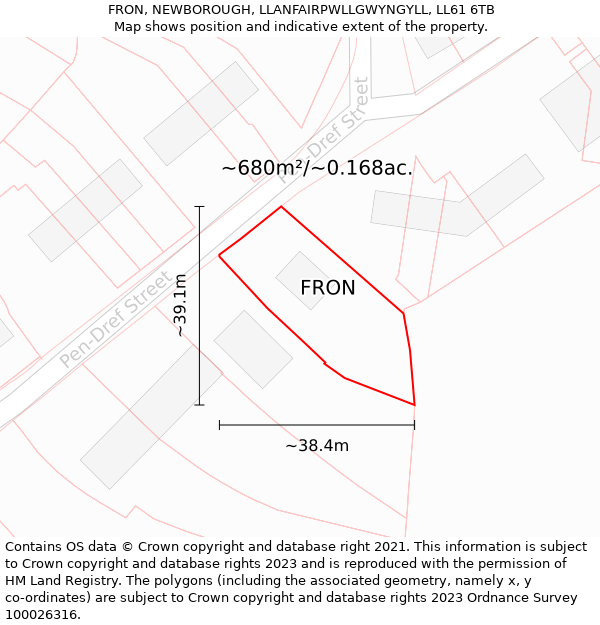 FRON, NEWBOROUGH, LLANFAIRPWLLGWYNGYLL, LL61 6TB: Plot and title map