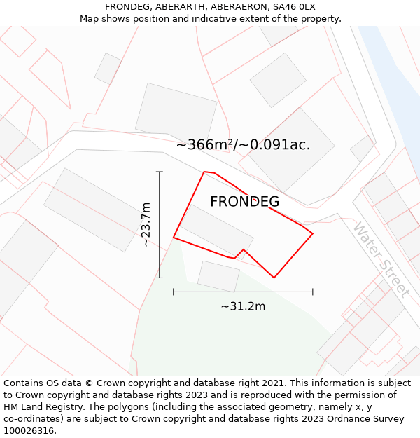 FRONDEG, ABERARTH, ABERAERON, SA46 0LX: Plot and title map