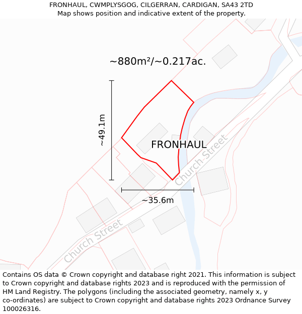 FRONHAUL, CWMPLYSGOG, CILGERRAN, CARDIGAN, SA43 2TD: Plot and title map