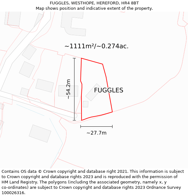 FUGGLES, WESTHOPE, HEREFORD, HR4 8BT: Plot and title map