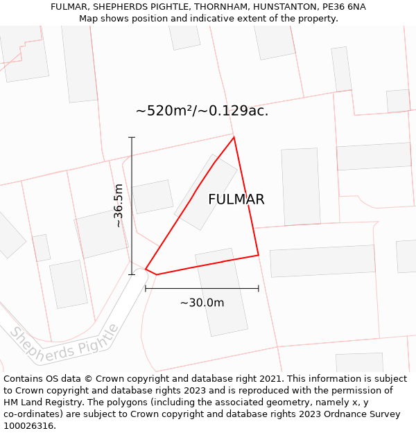 FULMAR, SHEPHERDS PIGHTLE, THORNHAM, HUNSTANTON, PE36 6NA: Plot and title map