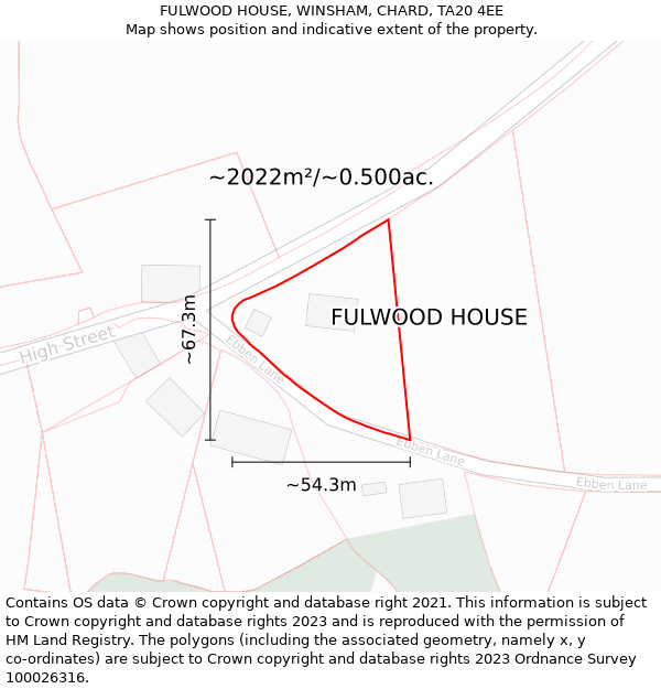 FULWOOD HOUSE, WINSHAM, CHARD, TA20 4EE: Plot and title map