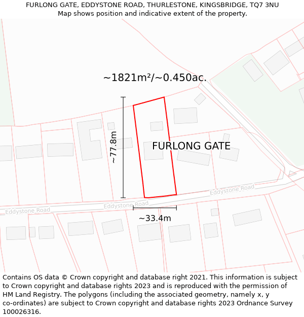 FURLONG GATE, EDDYSTONE ROAD, THURLESTONE, KINGSBRIDGE, TQ7 3NU: Plot and title map