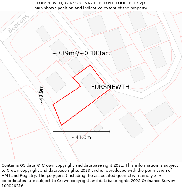 FURSNEWTH, WINSOR ESTATE, PELYNT, LOOE, PL13 2JY: Plot and title map