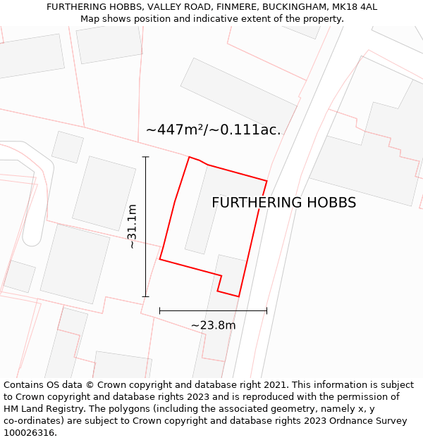 FURTHERING HOBBS, VALLEY ROAD, FINMERE, BUCKINGHAM, MK18 4AL: Plot and title map