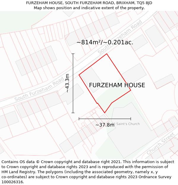FURZEHAM HOUSE, SOUTH FURZEHAM ROAD, BRIXHAM, TQ5 8JD: Plot and title map