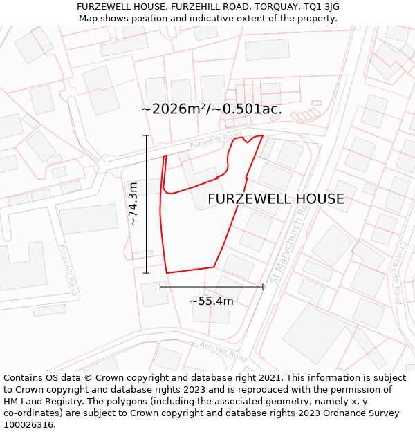 FURZEWELL HOUSE, FURZEHILL ROAD, TORQUAY, TQ1 3JG: Plot and title map