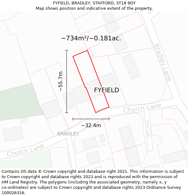 FYFIELD, BRADLEY, STAFFORD, ST18 9DY: Plot and title map