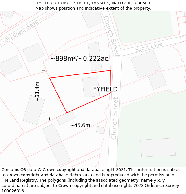 FYFIELD, CHURCH STREET, TANSLEY, MATLOCK, DE4 5FH: Plot and title map