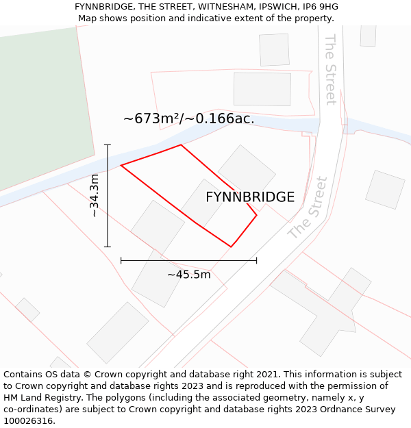 FYNNBRIDGE, THE STREET, WITNESHAM, IPSWICH, IP6 9HG: Plot and title map