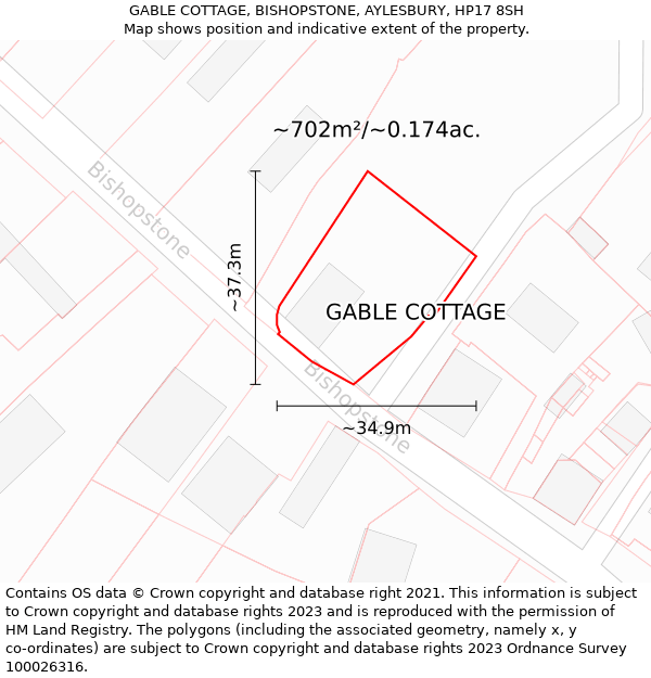 GABLE COTTAGE, BISHOPSTONE, AYLESBURY, HP17 8SH: Plot and title map