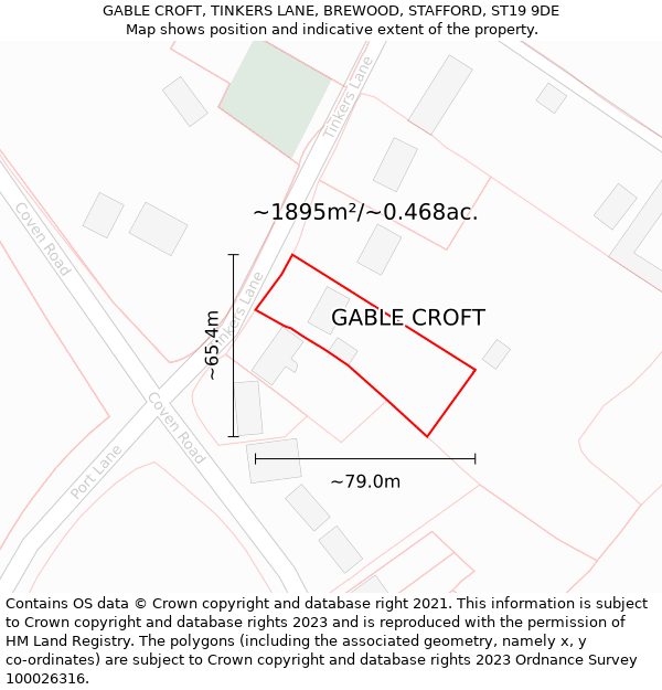 GABLE CROFT, TINKERS LANE, BREWOOD, STAFFORD, ST19 9DE: Plot and title map