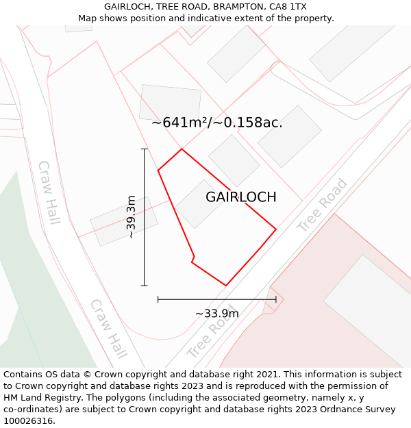 GAIRLOCH, TREE ROAD, BRAMPTON, CA8 1TX: Plot and title map