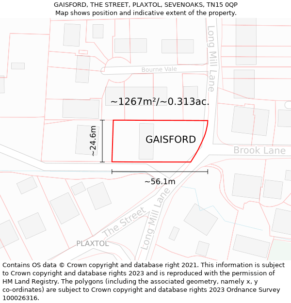 GAISFORD, THE STREET, PLAXTOL, SEVENOAKS, TN15 0QP: Plot and title map