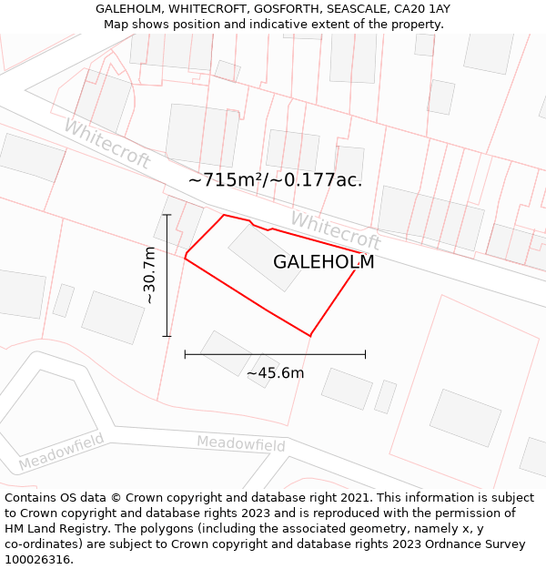GALEHOLM, WHITECROFT, GOSFORTH, SEASCALE, CA20 1AY: Plot and title map