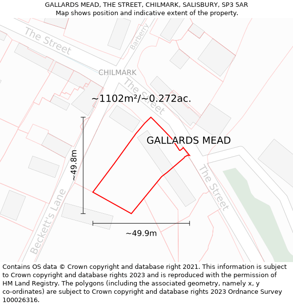 GALLARDS MEAD, THE STREET, CHILMARK, SALISBURY, SP3 5AR: Plot and title map