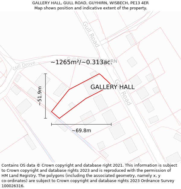 GALLERY HALL, GULL ROAD, GUYHIRN, WISBECH, PE13 4ER: Plot and title map