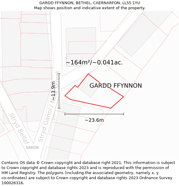 GARDD FFYNNON, BETHEL, CAERNARFON, LL55 1YU: Plot and title map