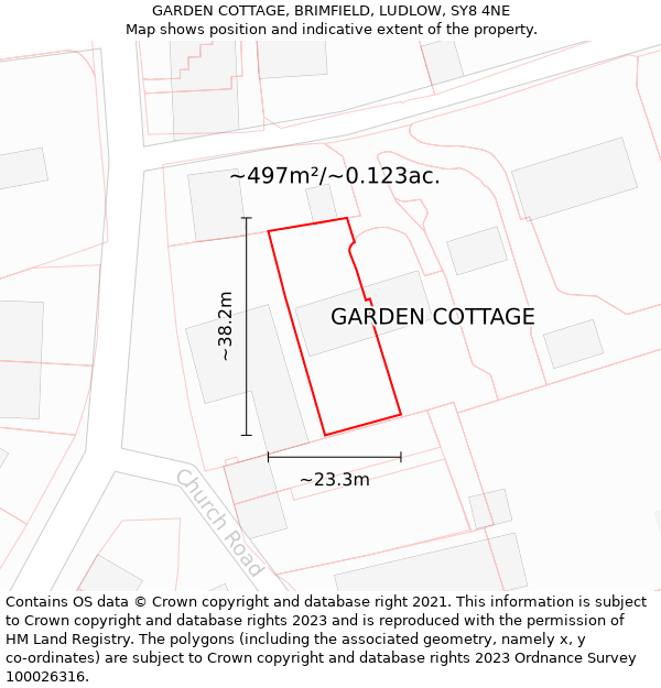 GARDEN COTTAGE, BRIMFIELD, LUDLOW, SY8 4NE: Plot and title map