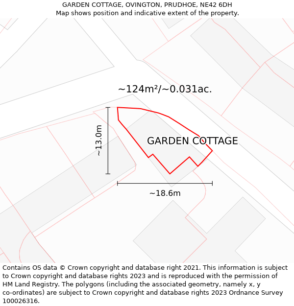 GARDEN COTTAGE, OVINGTON, PRUDHOE, NE42 6DH: Plot and title map