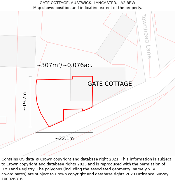 GATE COTTAGE, AUSTWICK, LANCASTER, LA2 8BW: Plot and title map