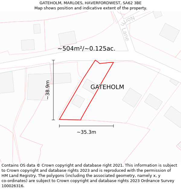 GATEHOLM, MARLOES, HAVERFORDWEST, SA62 3BE: Plot and title map